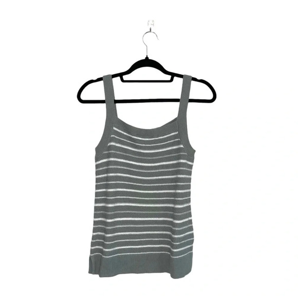 GAP 100% Cotton Sage Green & White Striped Knit Tank Top Small Women’s - Picture 10 of 10